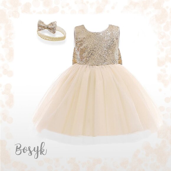 Golden Princess Dress - Champagne - Dress for Girls - Elegant Dress for Girls - Picture 1 of 3